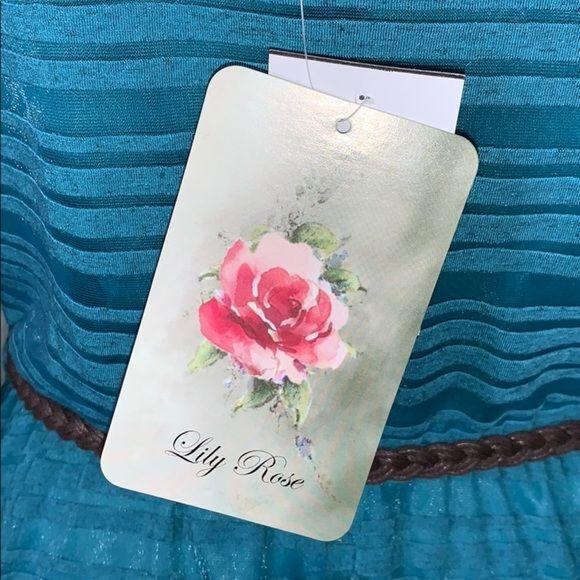 Lily Rose Womens Dress Lightweight Shadow Striped Belted Turquoise Teal Medium - Picture 5 of 9